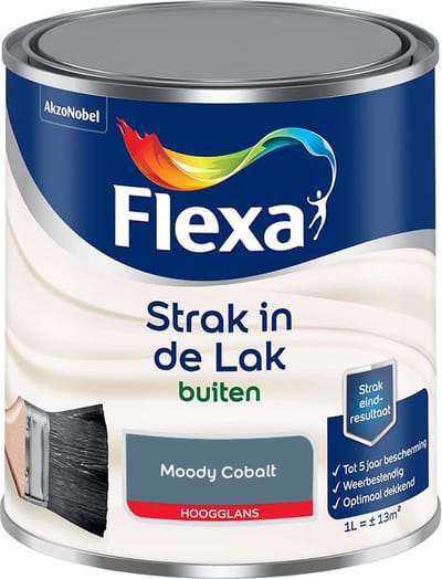 Flexa - Strak In De Lak Buitenlak Hoogglans - Moody Cobalt - Mengverf - 1 L