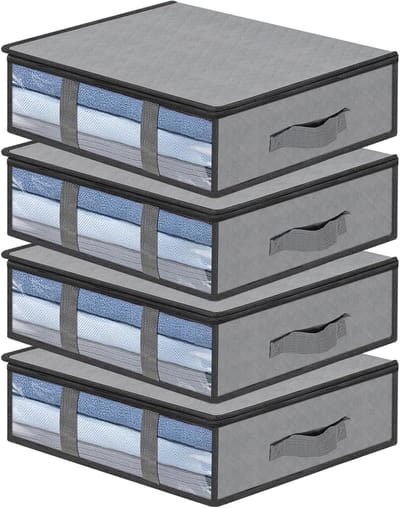 Opbergtas onder bed - Closet organizer - Ruimte besparen - Ademende stof - 4 stuks - Grijs