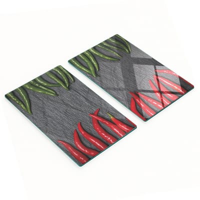 Decoratieve snijplanken van gehard glas in de vorm van een chilipeper, 2x30x52 cm