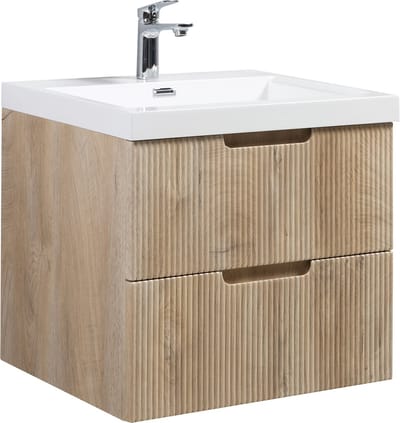 Badplaats Badkamermeubel Set Thermis 60 cm – Licht Eiken – Badmeubel met Wastafel