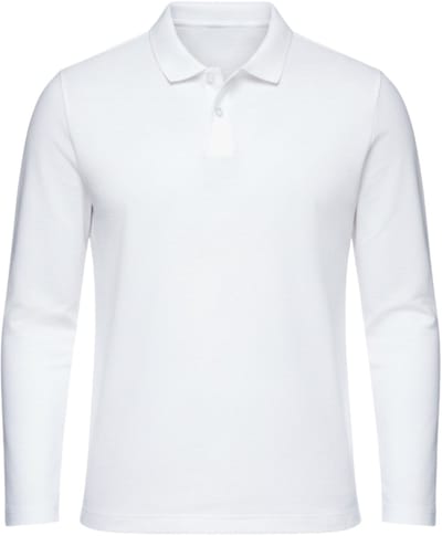 OMBRE Polo - Regular Fit - Katoen - Lange Mouw Wit S