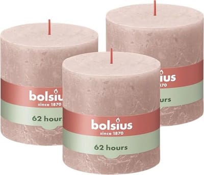 Rustieke stompkaars XXL - Lichtroze - 3 stuks - Brandtijd van 62 uur - Huishoudelijke kaars - Interieurdecoratie - Ongeparfumeerd - Natuurlijke plantaardige was