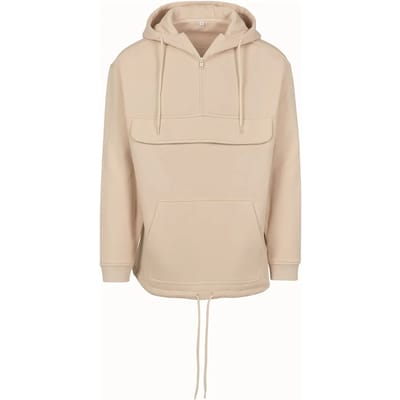 Build Your Brand - Sweat Pullover Hoodie met halve Rits - Sand maat 3XL
