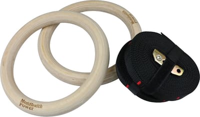 Men's Health Wooden Gym Rings - Crossfit - Oefeningen - Fitness gemakkelijk thuis   - Fitnessaccessoire