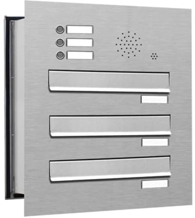 Inbouw met intercom 3 adressen_Brievenbus met intercompaneel inbouw_3_adressen__RVS