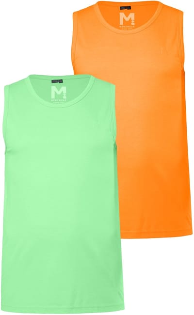 Men Plus - Heren - Tanktop basic set van 2 ronde hals - Mandarijn - Maat 3XL