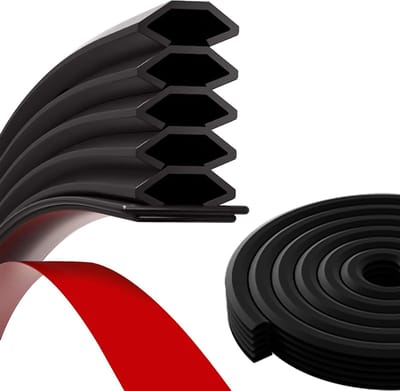 Zelfklevende Zwarte 5-Laags Afsluitstrip voor Deuren en Ramen - Winddicht, Geluiddicht en Waterdicht - Isolatie voor Kieren van 1-15 mm (10 x 12 mm x 6 m)