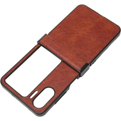 Flip Screen Telefoonhoes PU Crazy Horse Patroon Zachte Mode Telefoonhoes voor Oppo Find N2 Flip Bruin bruin