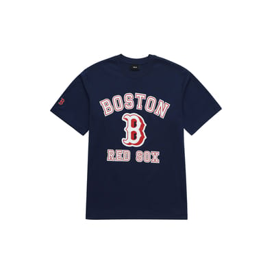 T-shirt Manches Courtes Vintage Américain Col Rond Imprimé Lettre MLB Boston Red Sox Unisexes Bleu Marine 3ATSV0233-43NYS S