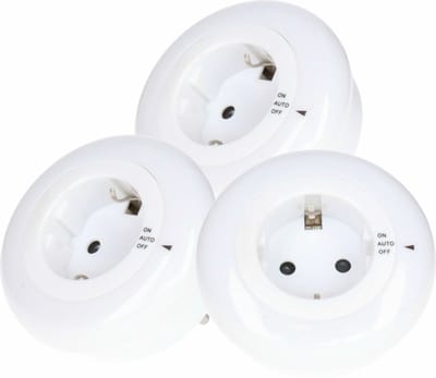 Bellatio Design LED Nachtlamp met lichtsensor - 3 stuks - 230V - kinderkamer - extra stopcontact - energiebesparend