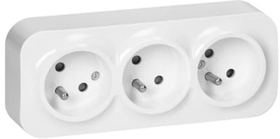Drievoudige Stopcontact Type E - Opbouw Stopcontact 16A/230VAC IP20 voor Veilige Stroomvoorziening