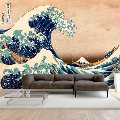 200cm X 140cm - Fotobehang - Hokusai: De grote golf van Kanagawa (Reproduction)