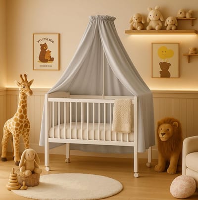 Hemel voor Babybed met Stang en Insectenbescherming van Biologisch Katoen
