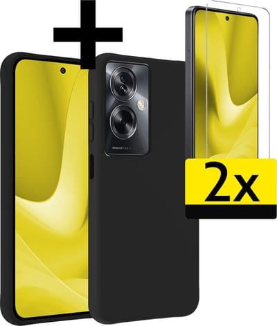 Hoesje - Met 2x Screenprotector - Geschikt voor OPPO A79 - Sterk & Shockproof - Back Cover - Siliconen Case - Telefoon Hoes - Telefoonhoesjes - Zwart