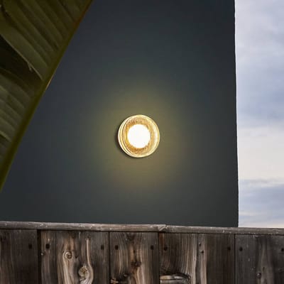 MARSET LED buiten wandlamp Roc, Ø 14 cm, wit/doorschijnend