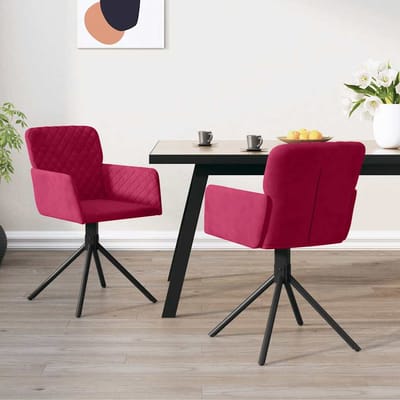 vidaXL - Eetkamerstoelen - draaibaar - 2 - st - fluweel - wijnrood
