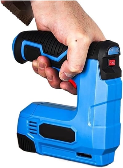 Spijkermachine Elektrisch - Nietpistool Tacker - Meubels Maken - Zuiver Koperen Motor - 100 Nagels - Blauw