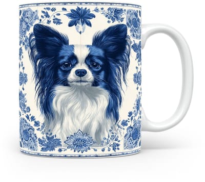 Mok Papillon Beker voor koffie of tas voor thee, cadeau voor dierenliefhebbers, moeder, vader, collega, vriend, vriendin, kantoor, opa, oma, hond, kerst, sinterklaas, verjaardag