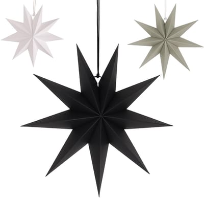 Dailygoods- Papieren Ster 40/30/25 cm - 9-Puntige Ster - Kerstdecoratie - Vouwster - Raamdecoratie - Set van 3 Maten - Kerstster