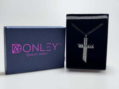 Donley - Zwarte Ketting - cross- kruis - jesus - cubaans - don - zilver - silver - jesus kruis - Bijbeltekst EPH 6.11 -ZWART