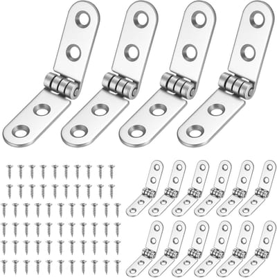 SnelShoppen - Pack van 16 180° Vouwscharnieren, Kwalitatieve Insteekscharnieren, Vouwscharnieren voor Meubels, Deuren, Tafel, Kasten, Wit-Nikkel, Incl
