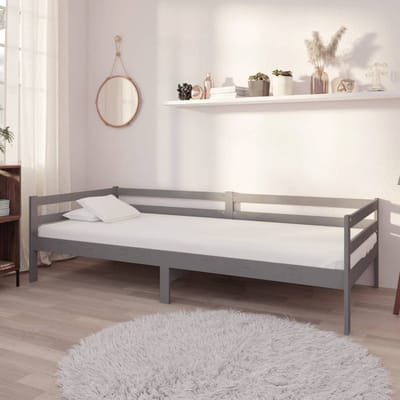 vidaXL - Slaapbank - massief - grenenhout - grijs - 90x200 - cm