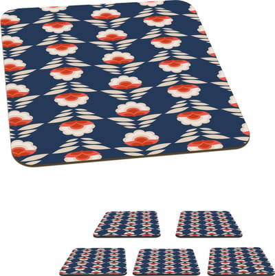 Onderzetters voor glazen - Patronen - Abstract - Bloemen - 10x10 cm - Glasonderzetters - 6 stuks