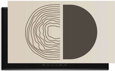 KitchenArt - Boho Abstract – Japandi Inductie Beschermer - 90x50 cm - Kookplaat Beschermer - Luxe Afdekplaat Inductieplaat - Anti-slip & Oprolbaar - Beschermmat Inductiekookplaat