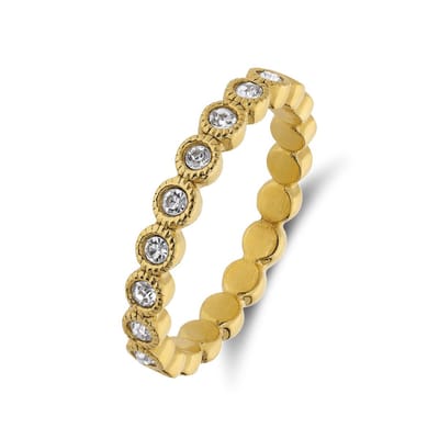 Lucardi Dames Stainless steel ring met kristal voor dames - Ring - Staal - Goudkleurig - 16 / 50 mm