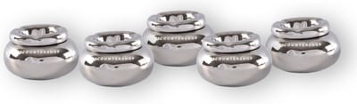 Set van 5 Stijlvolle Ronde Dolomiet Stormasbakken - Zilverkleur - Voor Paas- en Kerstdecoratie - Cadeau-idee | Diameter: 11cm Height: 6cm