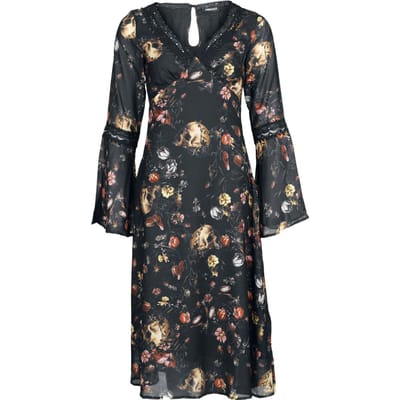 Jawbreaker - Gothic Midi-jurk - Garden Of Skull Midi Chiffon Dress - XS tot 4XL - voor Vrouwen - meerkleurig