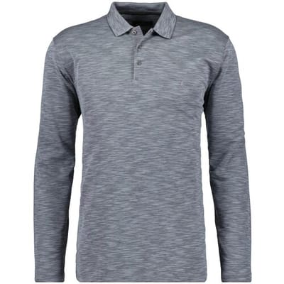 Ragman Polo Soft Knit Flame Design Long Sleeve Zilvergrijs / male