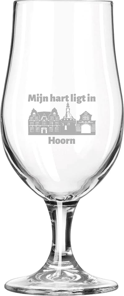 Gegraveerde bierglas op voet 49cl Hoorn