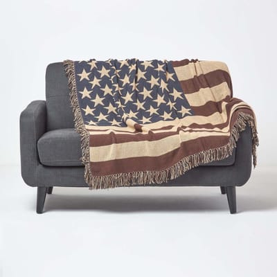 Homescapes Stars & Stripes Vintage jacquarddeken - Katoen, 125x150 cm