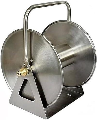 Tuinslanghaspel - Slanghouder - Tuinonderhoud - Roestvrij staal - 30x28x40 cm - Zilver