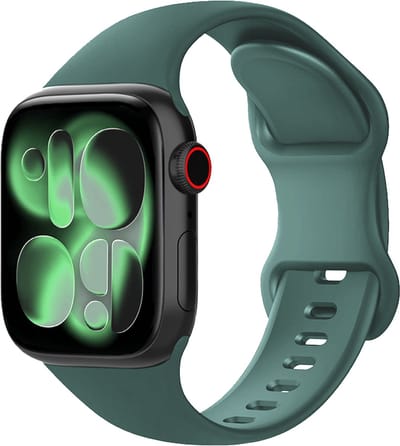 Siliconen Bandje Geschikt voor Apple Watch 1, 2, 3, 4, 5, 6, 7, 8, 9, 10, 11, SE - 42/44/45/46 mm Bandje Siliconen - Horloge Band Verstelbaar Polsband - Donkergroen