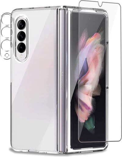 Hoesje geschikt voor Samsung Galaxy Z Fold 3 Hoesje - Screenprotector + Camera Beschermglas