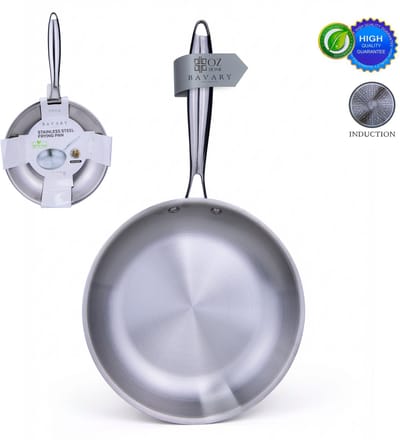 OZ Home Bavary RVS Koekenpan 24 cm - Inductie - 18/10 inox - Zonder Coating - PFAS-vrij - Alle Warmtebronnen