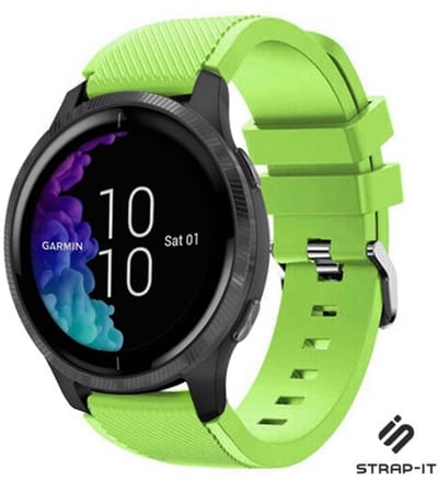 Strap-it Smartwatch siliconen bandje - geschikt voor Garmin Venu / Venu SQ / Vivomove HR / Forerunner 245 / 570 - 42mm / 645 - lichtgroen