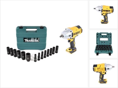 DeWalt DCF 899 N accu slagmoersleutel 18 V 950 Nm 1/2" borstelloos + 14-delige dopsleutelset - zonder accu, zonder oplader