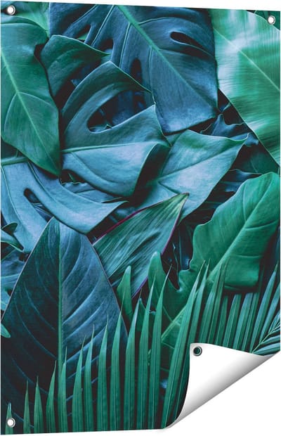 Gards Tuinposter Tropische Groene Bladeren - 60x80 cm - Tuindoek - Tuindecoratie - Wanddecoratie buiten - Tuinschilderij