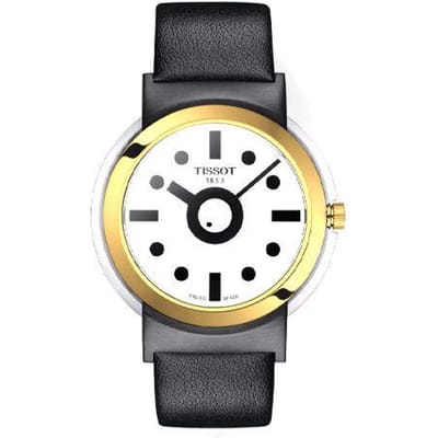 Tissot Memphis Serie Kwarts Uurwerk Witte Wijzerplaat Leren Band Beperkte Editie Pop Art Mode Minimalistisch Cadeau Herenhorloge T134.410.27.011.00 Black Strap Gold Watch Case black