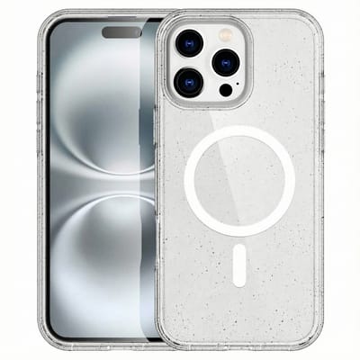 imoshion Hoesje - Geschikt voor Apple iPhone 16 Pro Max - Sparkle Backcover geschikt voor MagSafe - Glitter Transparant