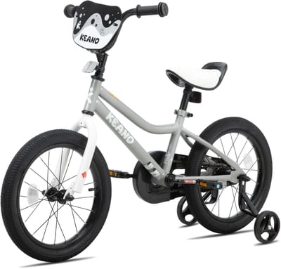 KEANO Lexicon Kinderfiets in BMX Stijl - Voor Jongens & Meisjes - Met Zijwieltjes - 16 Inch - Zilver
