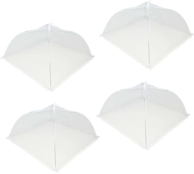 Benson Voedselkap - 4x - 43 x 43 cm - wit - kant - opvouwbare vliegenkap
