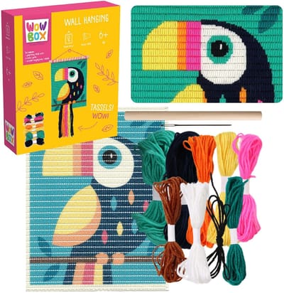 Wow Box - Macramé Toekan borduurwerk, borduurset creatief leuk DIY 6+