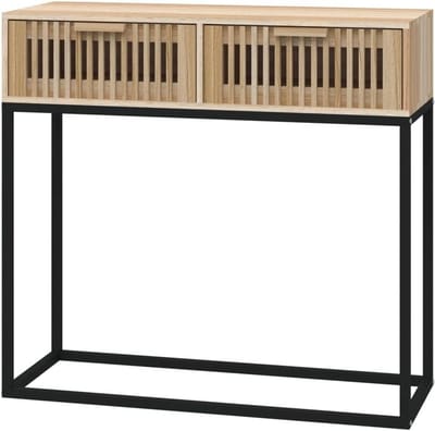 Wandtafel - Houten tafel - Decoratie en opberging - Met 2 lades - 80x30x75 cm - Houtkleur