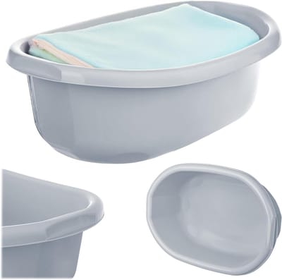 Waskom Kunststof - Spoelbak Kom - Huishoudelijk Gebruik - Ergonomische Handgrepen - 20 Liter - Lichtgrijs