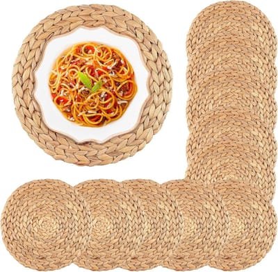 10-Delige Set Ronde Geweven Placemats van 30cm - Natuurlijke Riet Tafelmatten