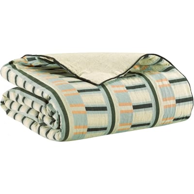 Gedrukte plaid Jason - Vivaraise (135 x 200 cm) : gerecycled linnen/katoen en polyester vulling